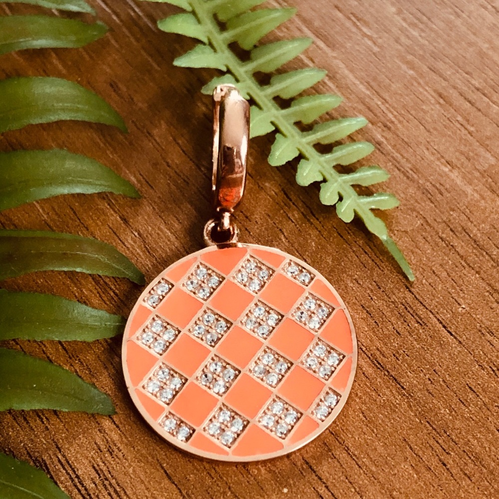 Orange square designed necklace or earing!